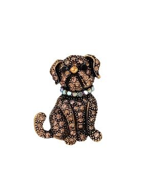 Rhinestone French Bulldog Brooch, Tiny Dog Brooch